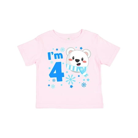 

Inktastic I m Four- Cute Polar Bear Fourth Birthday Gift Toddler Boy or Toddler Girl T-Shirt
