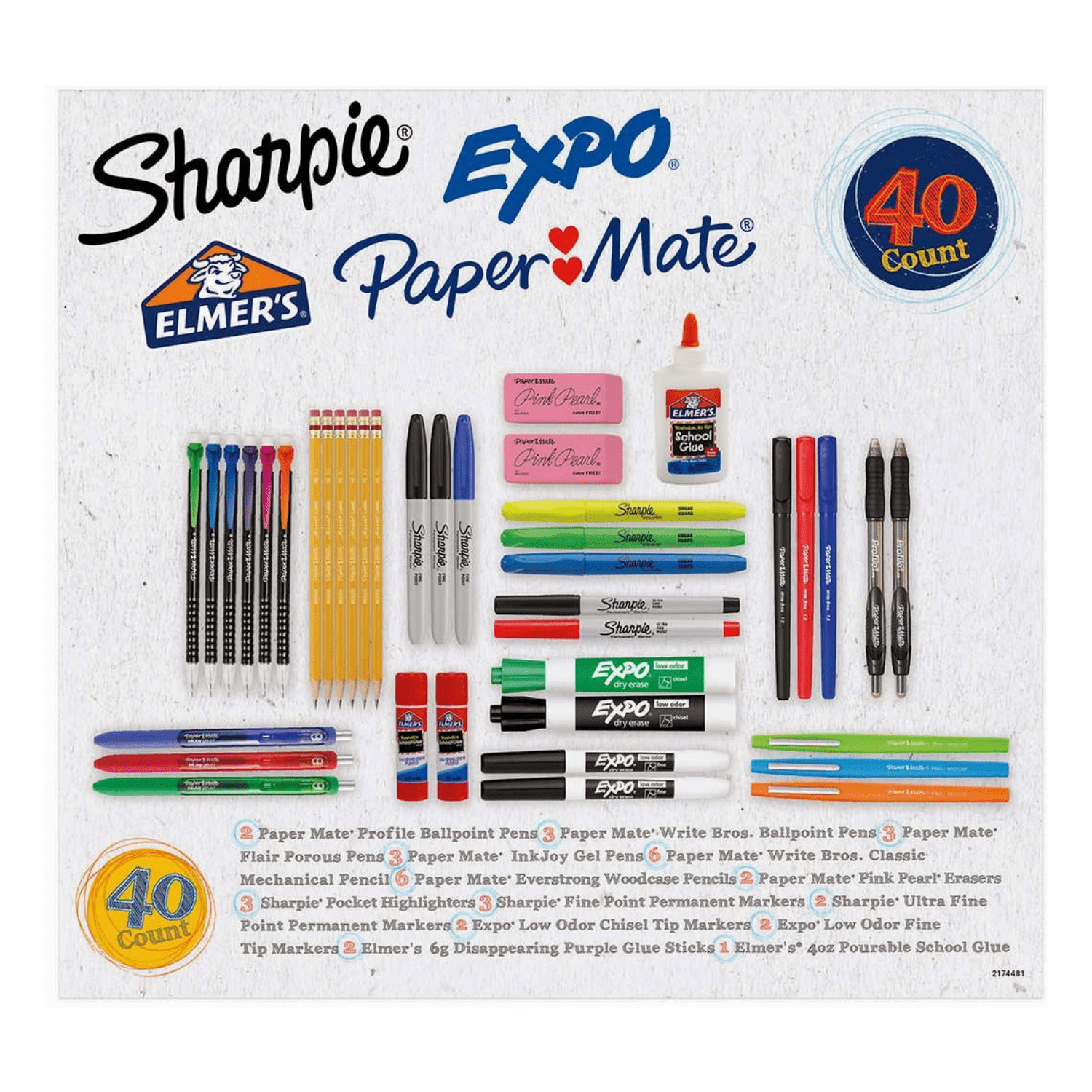 Back 2 School Essentials Pens Pencils Sharpie Expo Paper Mate Elmer's
