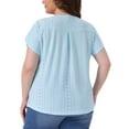 thumbnail image 4 of DARING DIVA Women's Plus Pleated Front Key Hole Neck Loose Fit Top 3X Sky Blue, 4 of 6
