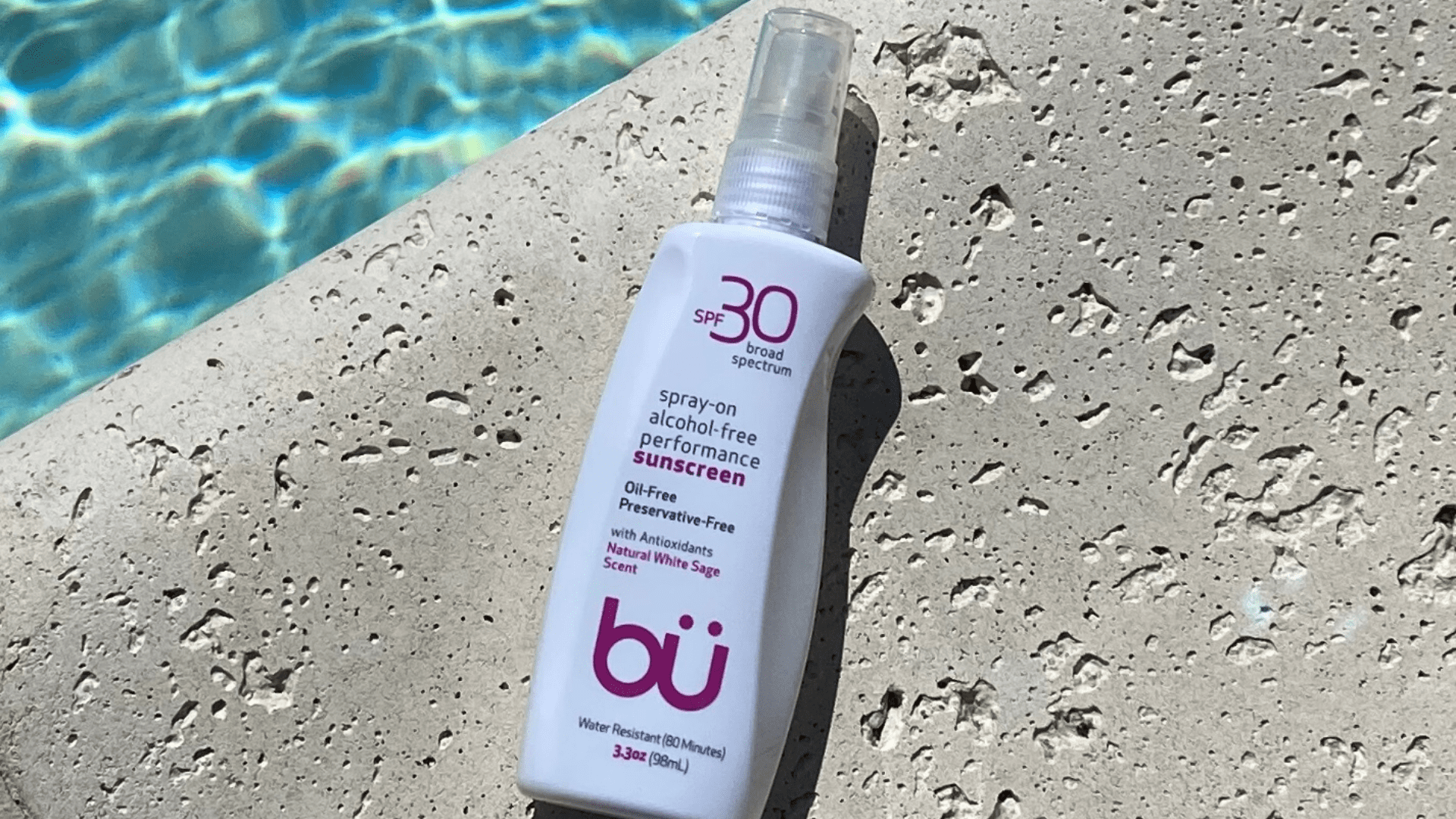 Bu SPF 30 Ultrafine WOWmist Sunscreen Spray- Clear, Non-greasy Travel, Sport - White Sage 3.3oz
