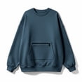 thumbnail image 5 of Fmbrln Womens Crew Neck Side Pocket Sweatshirt Long Sleeve Oversized Loose Casual Tunic Pullover Tops, 5 of 5