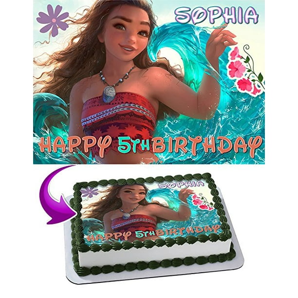 Moana Edible Cake Image Topper Personalized Icing Sugar Paper Sheet Edible Frosting Photo Cake 1 4 Edible Image For Cake Walmart Com Walmart Com