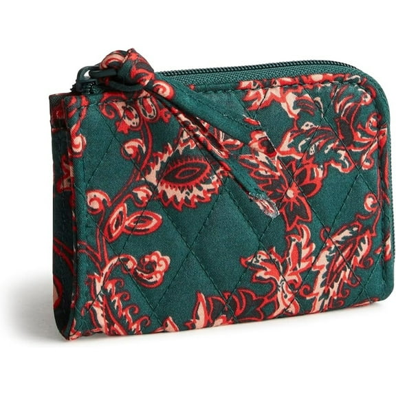 Vera Bradley Women's Premium Cotton Zip Card Pouch, Victorian Vines, One Size