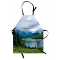 thumbnail image 1 of Nature Apron Belukha Mountain by the Lake Surrounded Mountain with Snowy Peaks Print, Unisex Kitchen Bib Apron with Adjustable Neck for Cooking Baking Gardening, Fern Green Pale Blue, by Ambesonne, 1 of 3