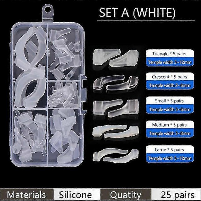 Type A 25 Pairs Eyeglass Retainer Eyeglass Grips Silicone Anti-slip Eyeglass Holder For Sports