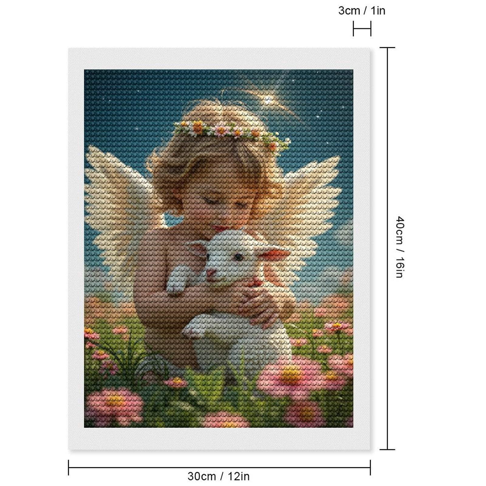 Diamond Art Kits for Adults, Angel Wings Embracing Lamb 5D Diamond Painting Kits for Adults Beginners, DIY Full Drill Diamond Painting, Gem Art and Crafts 12x16
