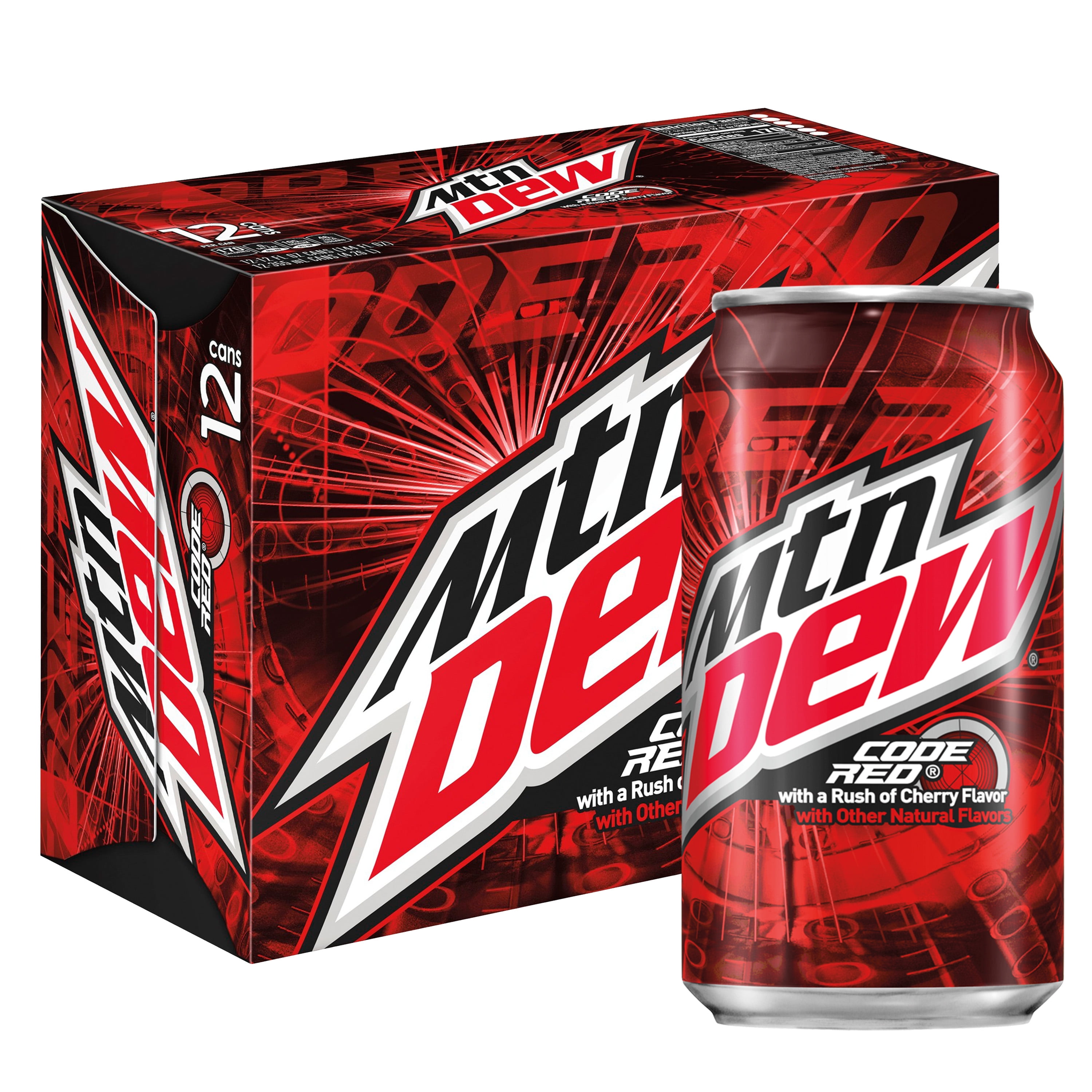 Mountain Dew Code Red Cherry Flavored Soda Pop 12 Oz 12 Pack Cans Walmart Com