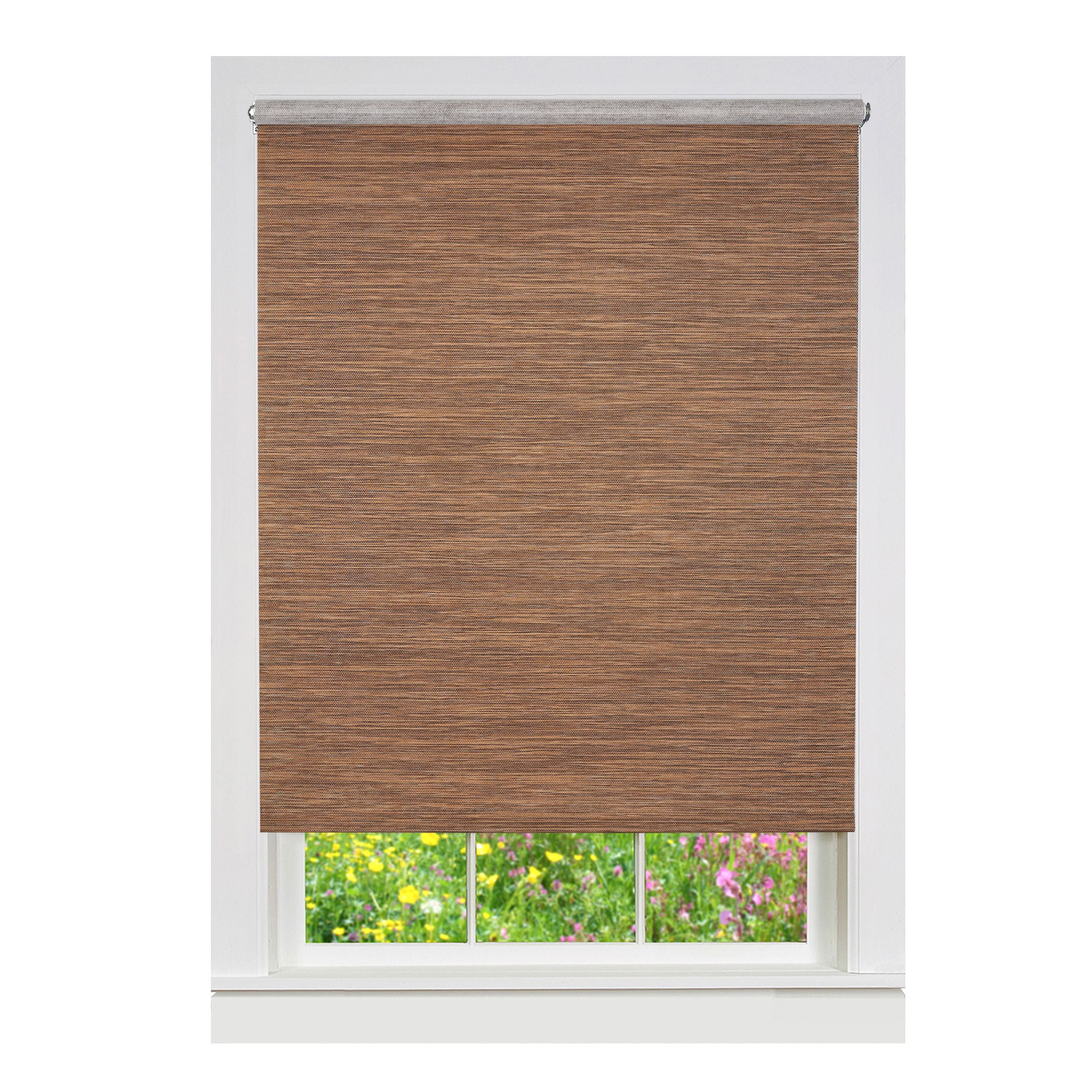 29.5x72 in Espresso Faux Wood Blind Cordless Room Darkening Privacy Window Shade 