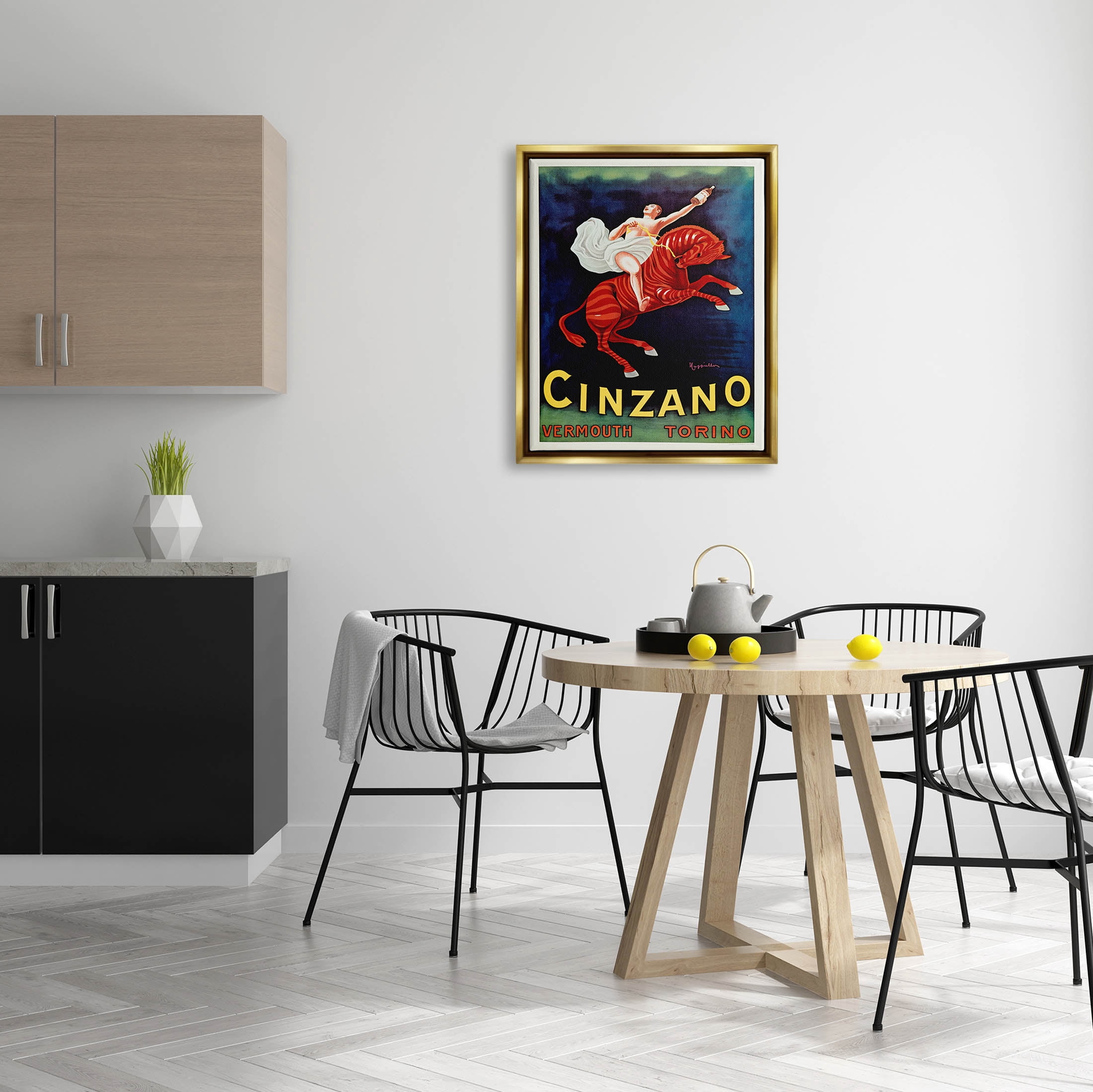 Stupell Industries Cinzano Vermouth Vintage Ad Graphic Art Metallic Gold Floating Framed Canvas Print Wall Art, Design by Marcus Jules