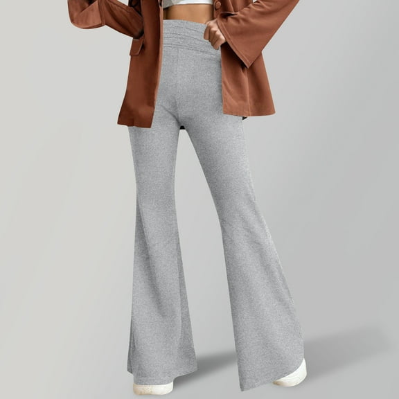 Karight Flare Leggings for Women Low Rise Fold Over Flared Yoga Pants Bootcut Leggings Ladies Comfy Workout Pants