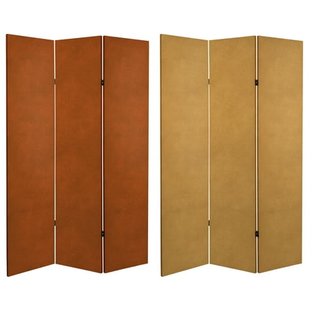 Oriental Furniture 6 ft. Tall Double Sided Leather Pattern Print Canvas Room Divider