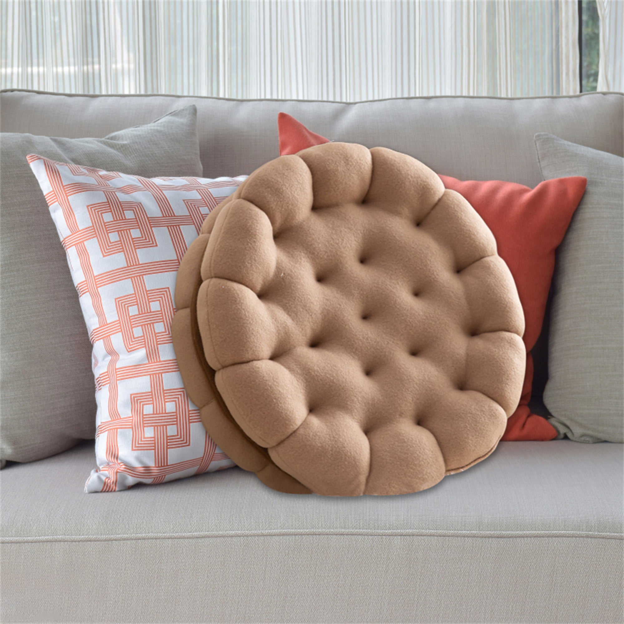 Cute Floor Seating Cushions Biscuit Shaped Decorative Floor Pillow