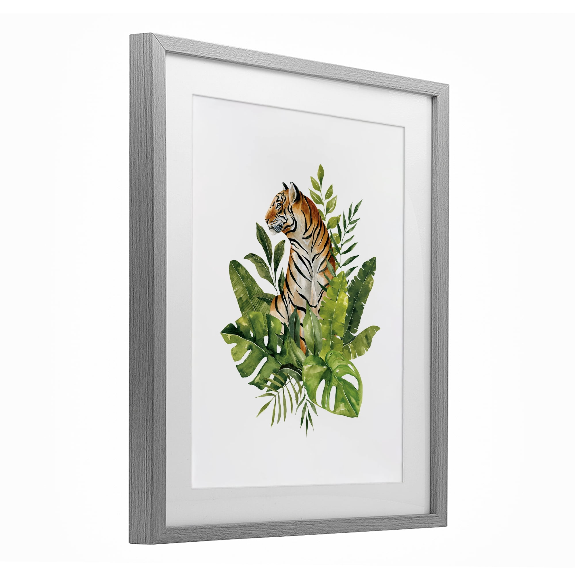 Stupell Industries Exotic Jungle Tiger Gray Framed Print Under Glass, design by Bethany Sandoval
