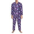 thumbnail image 3 of Fuzoiu crystal Skull flower cool Print Men's Long-Sleeved Pajama,Lounge Button Down Nightwear,Mens Notch Collar Pajama Set -Large, 3 of 7