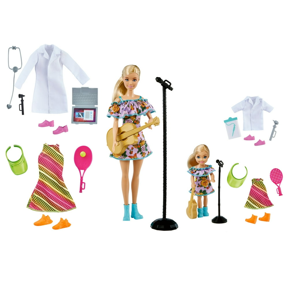 Barbie & Chelsea Careers Playset 2 Blonde Dolls and Doctor, Tennis