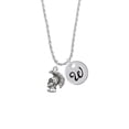 thumbnail image 2 of Delight Jewelry Silvertone Large Trojan - Mascot Silvertone Script Initial Disc - W - Charm Necklace, 20"+3", 2 of 4