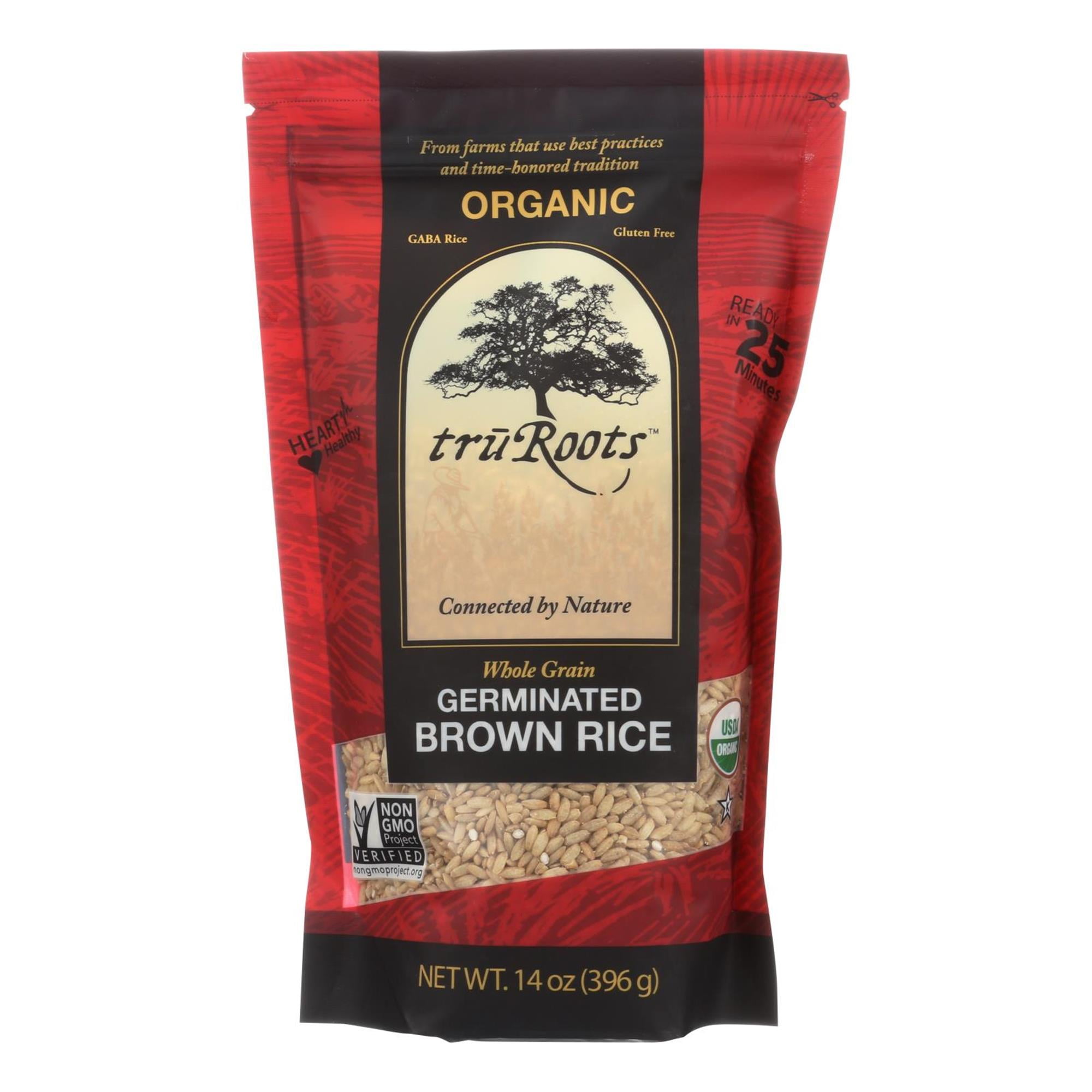 (6 Pack) Truroots Organic Germinated Brown Rice, 14 Oz