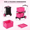 thumbnail image 5 of Olenyer Collapsible Shopping Cart with Wheels: Pink Grocery Cart with 2 Storage Crates, 200 LBS Capacity Platform Hand Truck with Foot Brake, 5 of 9
