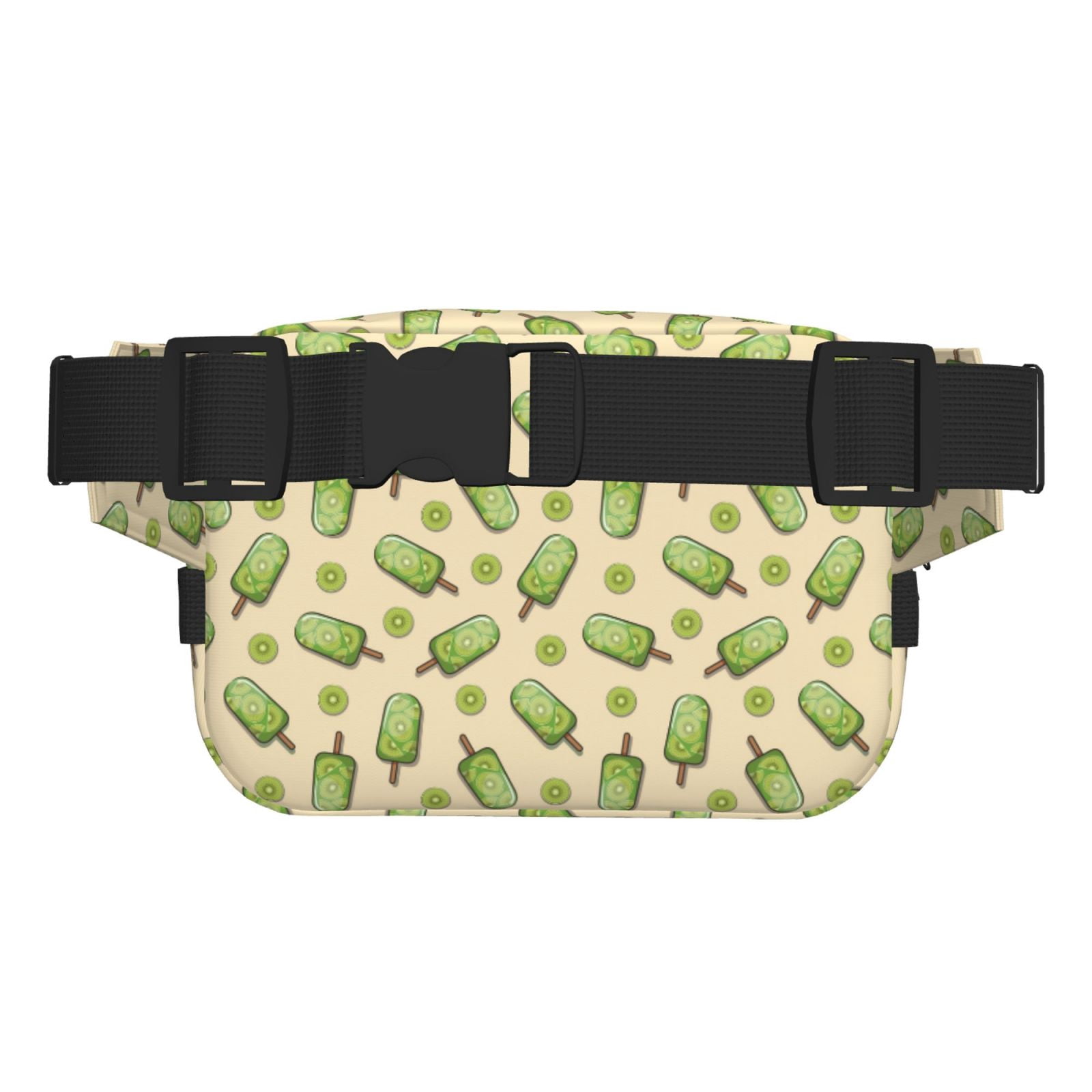 Picia Kiwi Ice Cream Print Square Double-Layer Waist Bag Mini Adjustable Waist Belt Bag Exercise Running Travel Hiking