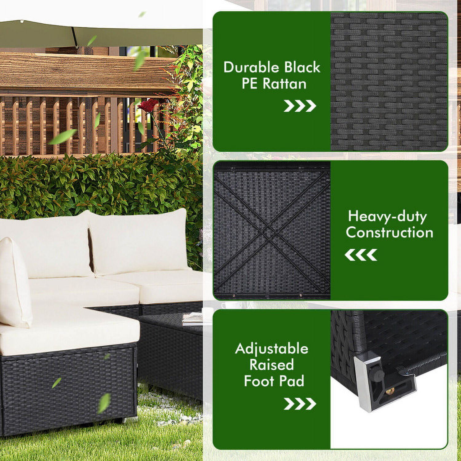 Aimee Lii 5 Pieces Outdoor Patio Furniture Set with Cushions and Coffee Table, Outdoor Patio Set