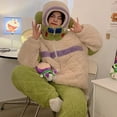 thumbnail image 5 of Pijama de astronauta para niña, conjunto de tres capas de algodón, aislamiento grueso, 2 piezas, ropa de casa, Top y pantalón, Invierno, 5 of 5
