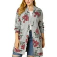 thumbnail image 1 of Agnes Orinda Women's Plus Size Duster Floral Sweater Lightweight Cardigan 1X Grey, 1 of 8