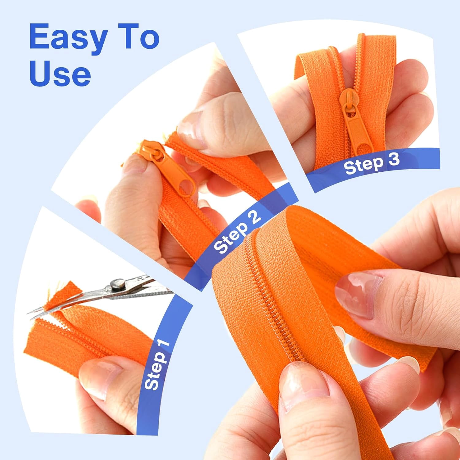 Piokio 60 Yards 20 Pcs Colors Sewing Zippers Bulk #5 Nylon Coil Zippered, with 200 Assorted Colorful Pcs Pull Heads for Sewing Crafts