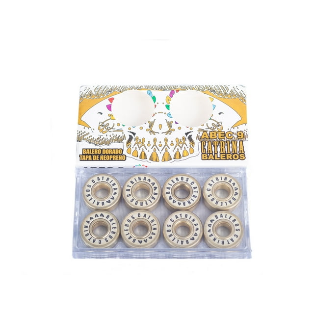 Set de 8 baleros Catrina Skate Co. Teflón Gold ABEC 9 para patineta y patines