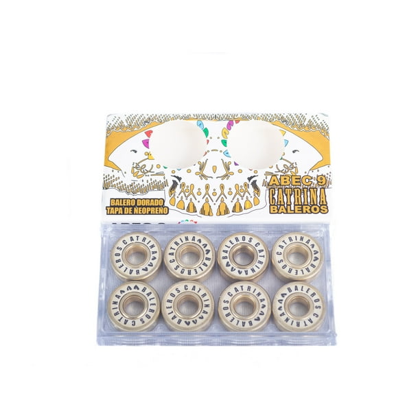 Set de 8 baleros Catrina Skate Co. Teflón Gold ABEC 9 para patineta y patines