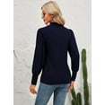 thumbnail image 4 of SWQZVT Womens Mock Neck Puff Long Sleeve Tops Casual Loose Solid Basic T Shirt Button Cuffs Pullovers Shirts Blouse, 4 of 6