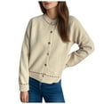 thumbnail image 2 of Jjayotai Women's Elegant Button Up Cardigan Sweaters Clearance, Casual Cropped Knitted Sweater Chunky Open Front Outerwear Beige L, 2 of 5
