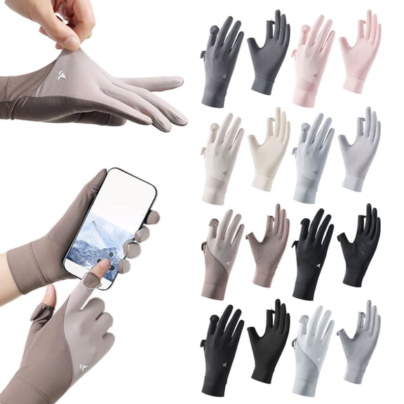 SeekLGT Sun Protection Gloves Women, UPF 50 Plus Full Finger Ice Silk Cooling Gloves, Touchscreen Summer Breathable Driving Gloves for Golf Cycling Hiking, 1 Pair
