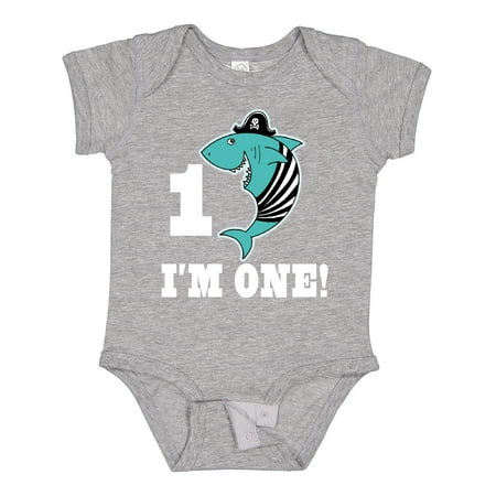 

Inktastic 1st Birthday Shark Party 1 Year Old Pirate Gift Baby Boy Bodysuit