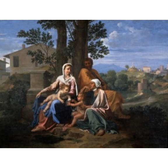 The Holy Family in a Landscape 17th C Nicolas Poussin (1594-1665French) Musee Du Louvre Paris Canvas Art - Nicolas Poussin (24 x 36)