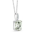 thumbnail image 2 of Gem Stone King 2.67 Cttw Green Prasiolite and White Topaz Pendant Necklace for Women | 925 Sterling Silver | Gemstone Birthstone | Cushion 10X8MM | With 18 inch Chain, 2 of 5