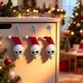 thumbnail image 6 of Christmas Hat Skull Ornament, Edgy Holiday Decoration for Christmas Tree Decorations, Christmas Decorations Indoor, Alternative Theme Party Decor, 6 of 8