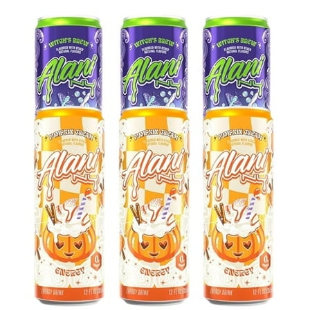 New Alani Witch's Brew & Pumpkin Cream Energy Drink Variety Pack, Sugar Free, Low Calorie, 12 fl oz, (6cans) Repackaged By PickNGo Market