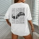 thumbnail image 2 of Camiseta gráfica con hombros caídos para mujer: camiseta informal con estampado de letras novedoso, corte holgado y múltiples tallas., 2 of 5