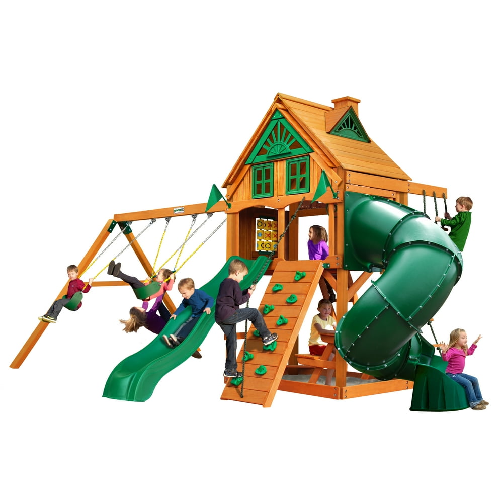 Gorilla Playsets Mountaineer Treehouse Wooden Swing Set with Fort Add ...