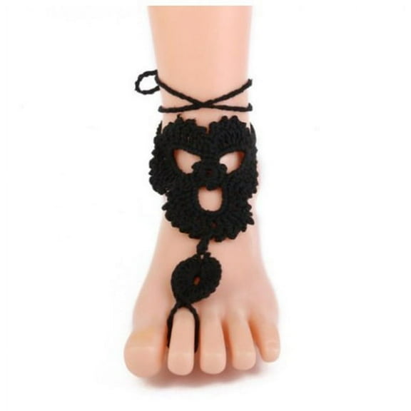 COSMOBETTY Women 1 Pair Yarn Barefoot Compatible Sandals Anklet Chain for Beach Weddings