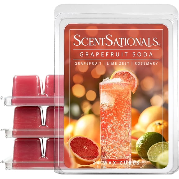 Scentsationals Wax Melts, Wax Cubes Strong Scent – Soda Pop Collection Grapefruit Soda – Long Lasting Scented Melts for Warmer, 10oz (24-Cubes)