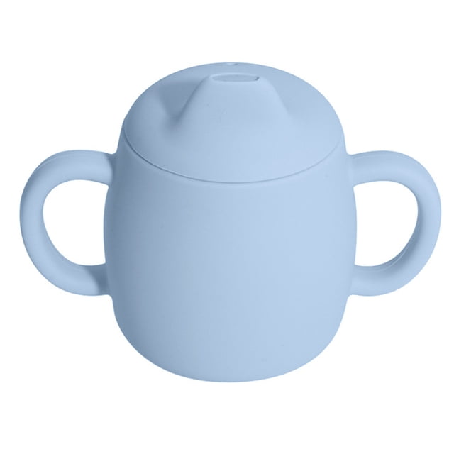 Hukapapa Vaso de pico de pato y vaso de entrenamiento de silicona, boca suave y mango de fácil agarre, apto para bebés mayores de 6 mesesazul