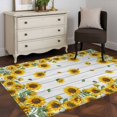 thumbnail image 5 of Sunflowers Area Rug 4x6 Washable Rug Non Slip Vintage Farm Wildflower Grey Woodgrain Large Area Rug Indoor Floor Carpet for Entryway Bedroom Kitchen Living Room Home Office Dining Room Nursery, 5 of 8