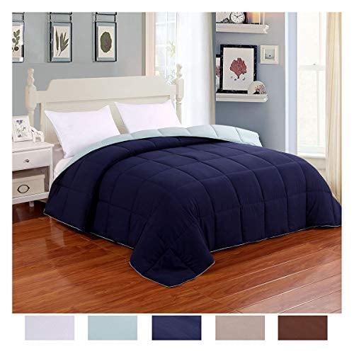 Homelike Moment Reversible Lightweight, Light Blue Bedspread Queen Size