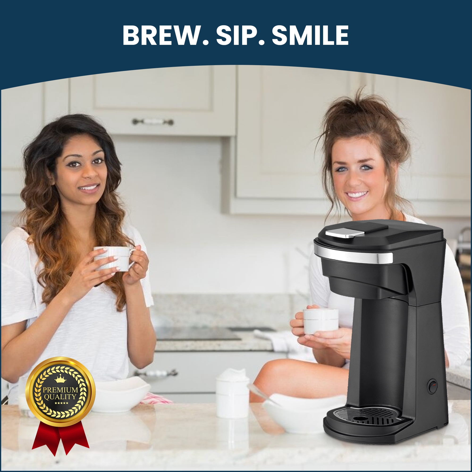 CULINARY CHEF 2-in-1 Single Serve K Cup Coffee Maker with Reusable Stainless Steel Mesh Grounds Pod, Optimal Brew Temperature for Hot, French, Italian, or DIY Iced Blends, Black