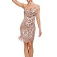 thumbnail image 2 of Uppada Robe de Soirée pour Femmes à Paillettes avec Franges et Pampilles, Robe Charleston Courte Sans Manches à Col en V à Bretelles Spaghetti, Robe de Soirée, Robe de Danse, Robe de Bal, Robe de Cocktail, Liquidation en Liquidation, 2 of 6