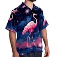 thumbnail image 2 of Starry Sky Flamingo Men's Short Sleeve Beach Shirts, Casual Printed Button Down Summer Shirts for Men and Women, 2 of 6