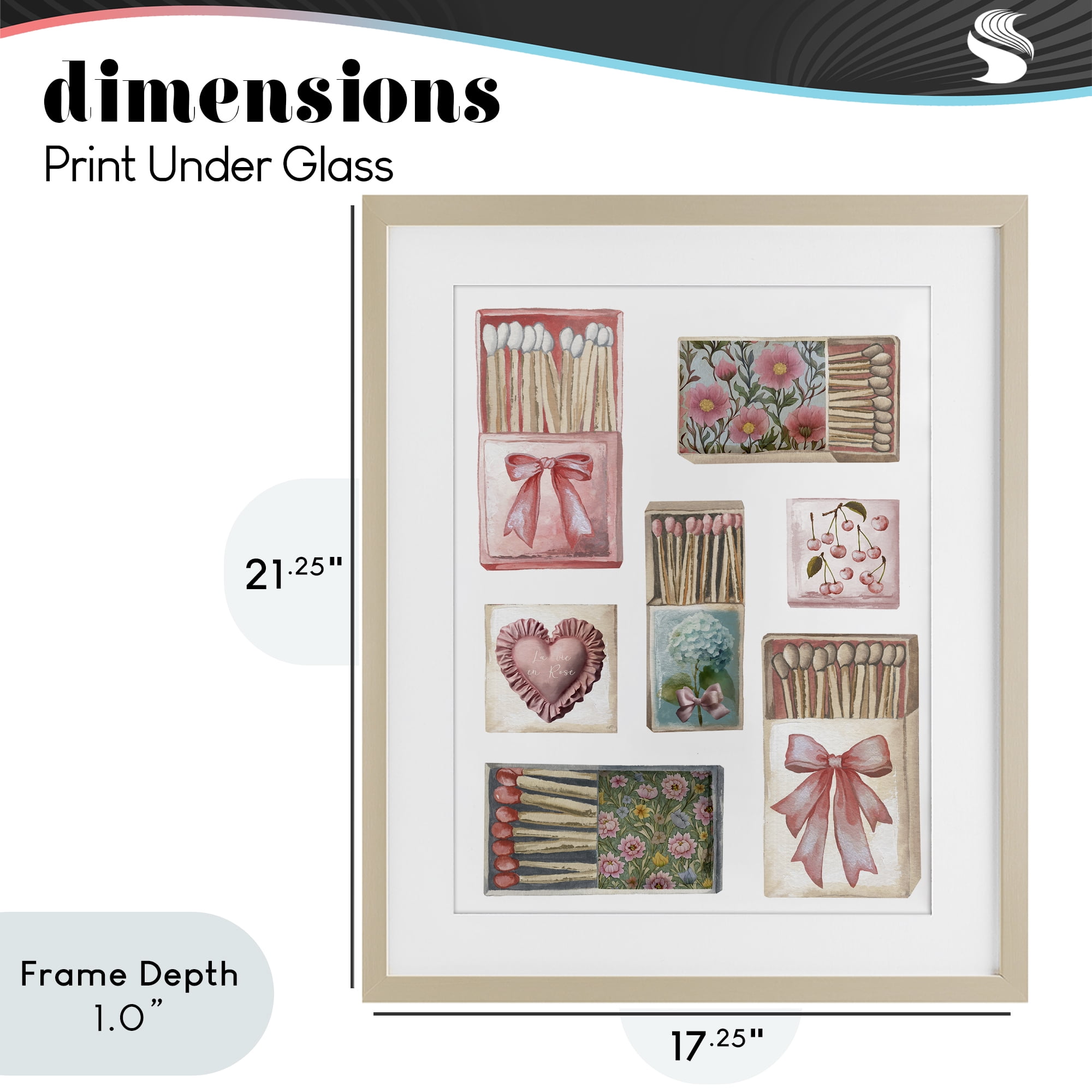 Stupell Industries Vintage Feminine Matchbooks Birch Framed Print Under Glass, design by Elizabeth Medley