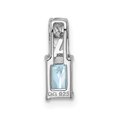 thumbnail image 4 of 925 Sterling Silver Polished Rhodium Plated Aquamarine Rectangle Pendant Necklace 12x5mm Wide Pendant for Women, 4 of 4