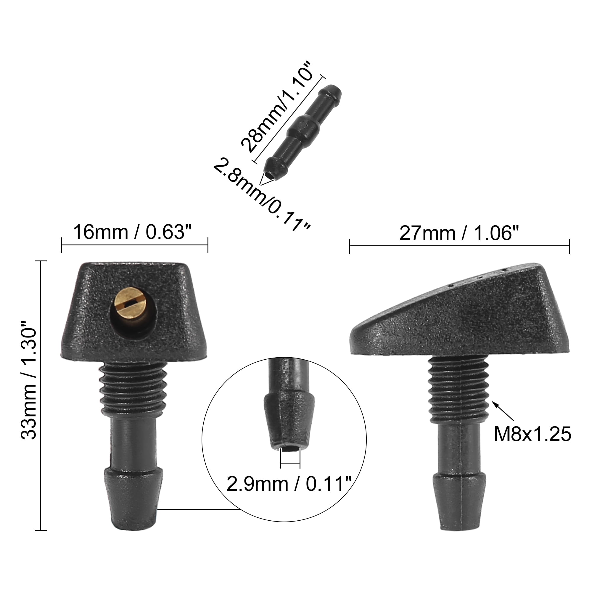 Unique Bargains Universal Front Windshield Washer Nozzles Kit Pack of 10 Black